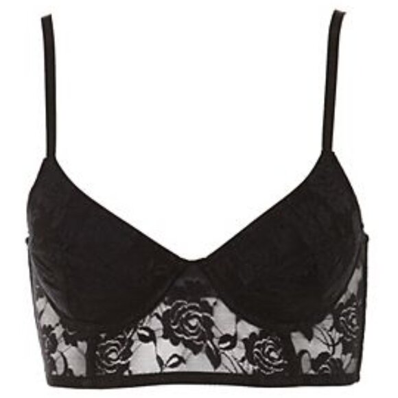 ISO: Hot Topic Black Floral Lace Longline Bralette in Size S (or XS or M) - Picture 2 of 4